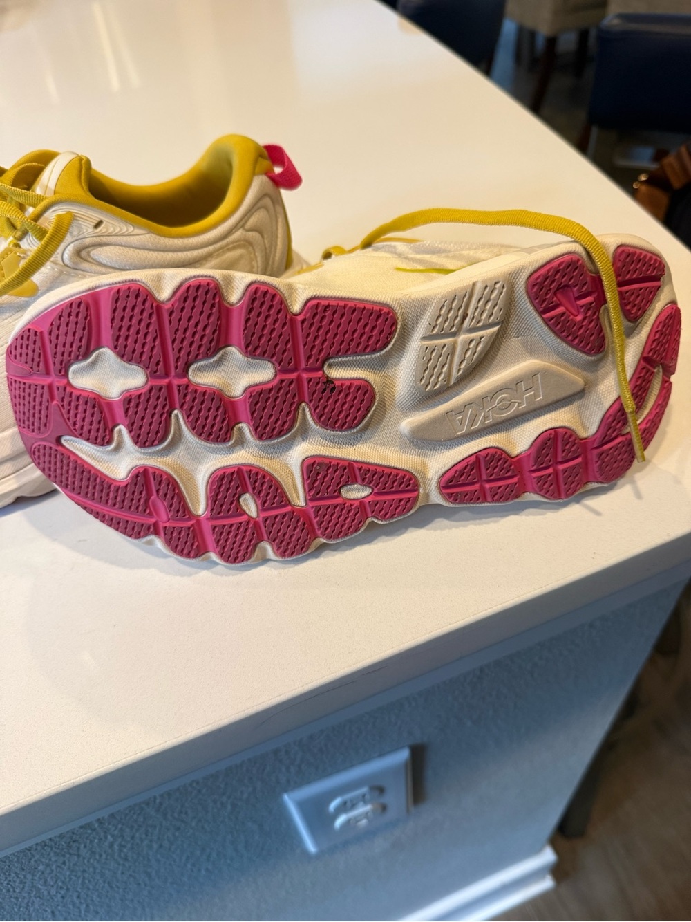 Hoka Womens Running Sneakers in White and Yellow - Picture 3 of 5